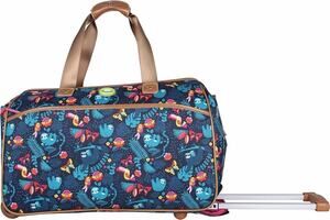 Lily Bloom Sloth It To Me 20" Rolling Duffel Bag Navy Floral Travel Luggage NEW